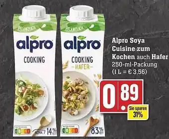 Edeka Alpro soya cuisine zum kochen auch hafer Angebot