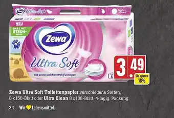 Edeka Zewa ultra soft toilettenpapier oder ultra clean Angebot