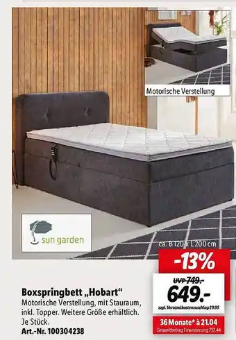 Lidl Sun garden boxspringbett hobart Angebot