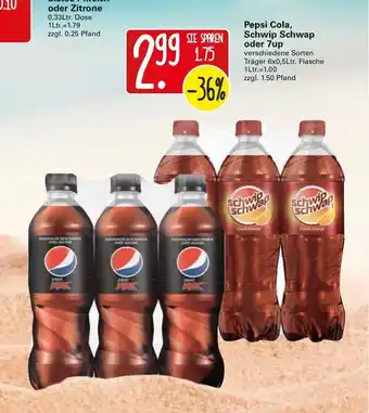 WEZ Pepsi Cola, Schwip Schwap oder 7up 6x0,5L Angebot