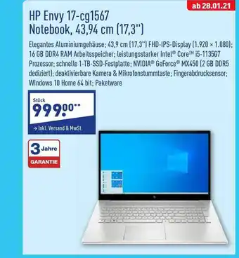 Aldi Nord HP Envy 17-cg1567 Notebook, 43,94 cm (17,3") Angebot