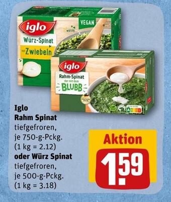 REWE Iglo rahm spinat oder würz spinat Angebot