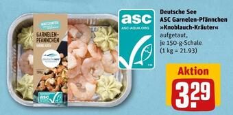 REWE Deutsche see asc garnelen-pfännchen knoblauch-kräuter Angebot