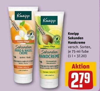 REWE Kneipp sekunden handcreme Angebot
