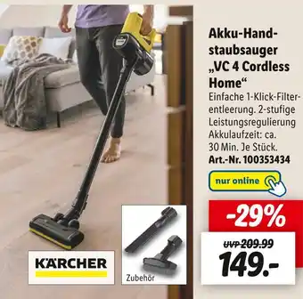 Lidl Kärcher akku-handstaubsauger „vc 4 cordless home“ Angebot