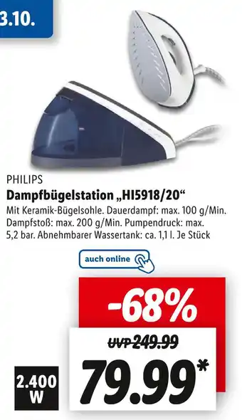 Lidl Philips dampfbügelstation „hi5918/20“ Angebot