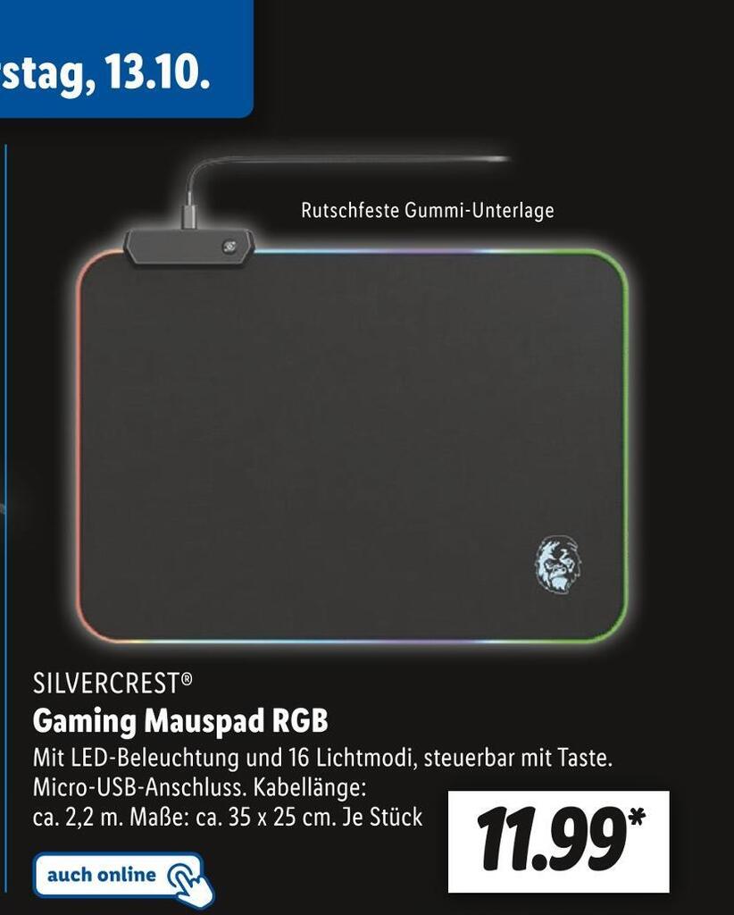 Silvercrest gaming mauspad rgb Angebot bei Lidl
