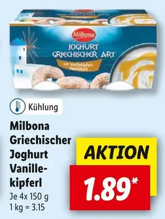 Lidl Milbona griechischer joghurt vanillekipferl Angebot