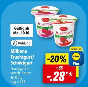 Lidl Milbona fruchtgurt/schokigurt Angebot