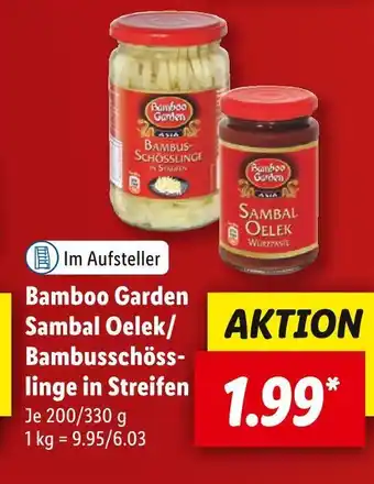 Lidl Bamboo garden sambal oelek oder bambusschösslinge in streifen Angebot