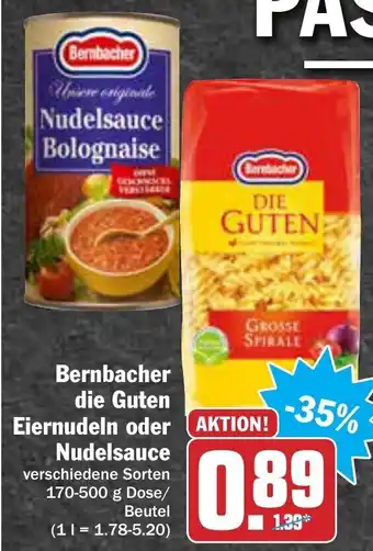 AEZ Bernbacher die Guten Eiernudeln oder Nudelsauce 170-500g Dose Angebot