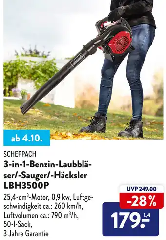 Aldi Süd Scheppach 3in1 Benzin Laubbläser/Sauger/Häcksler LBH3500P Angebot