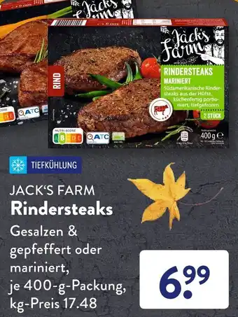 Aldi Süd Jack's Farm Rindersteaks 400 g Packung Angebot