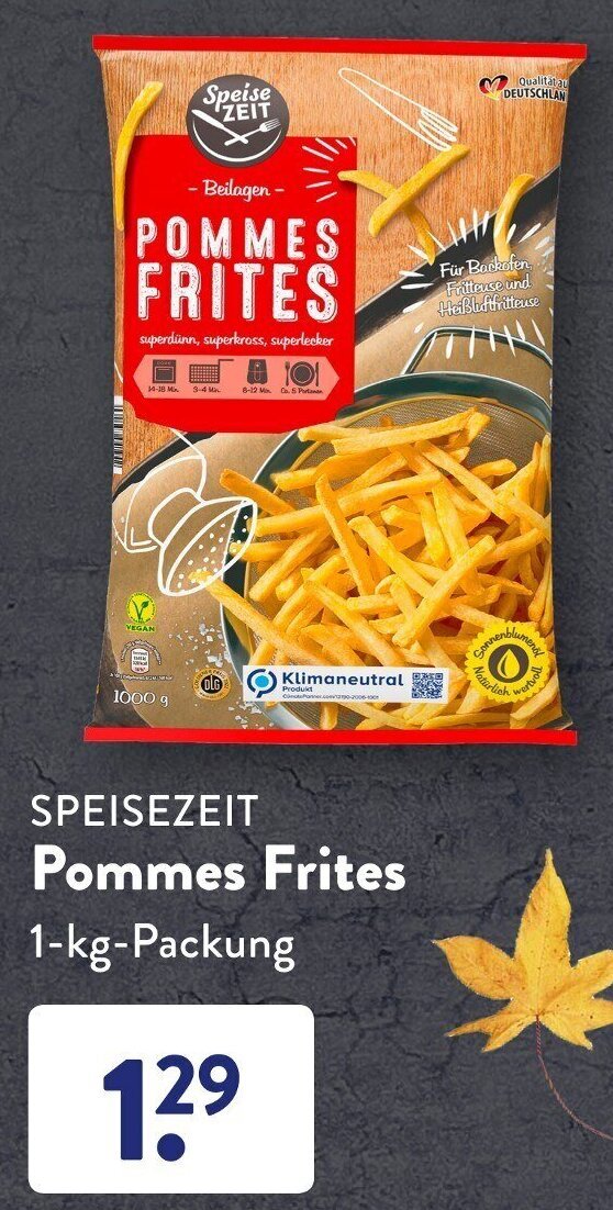 Speisezeit Pommes Frites 1 kg Packung Angebot bei Aldi Süd