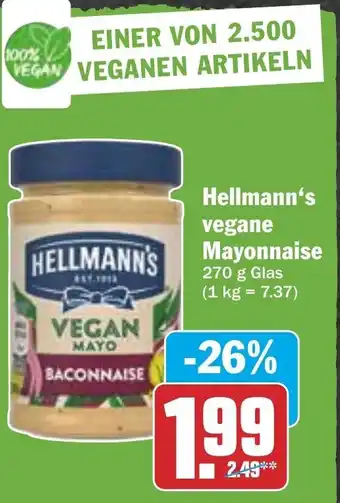 Hit Hellmann's Vegane Mayonnaise 270 g Glas Angebot