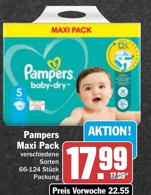 Pampers Maxi Pack 66124 Stück Packung Angebot bei Hit