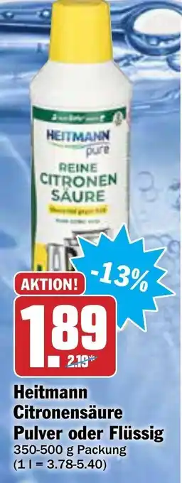 AEZ Heitmann Citronensäure Pulver oder Flüssig 350-500g Angebot