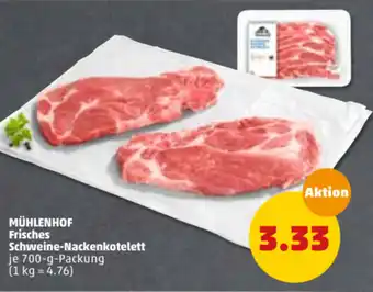 PENNY Mühlenhof Frisches Schweine Nackenkotelett 700g Angebot