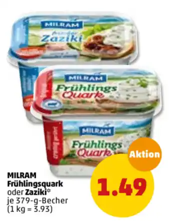 PENNY Milram Frühlingsquark oder Zaziki 379g Becher Angebot