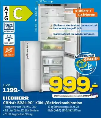 Euronics Liebherr CBNsfc 522i-20" Kühl/Gefrierkombination Angebot