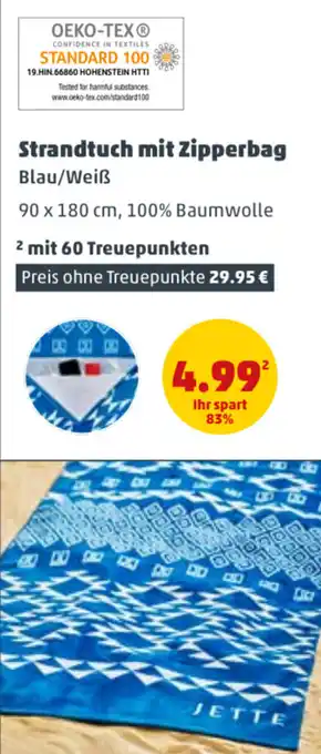 PENNY Strandtuch mit Zipperbag Angebot