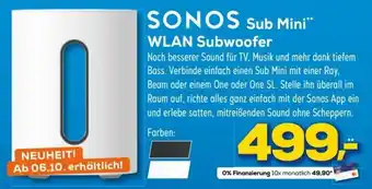 Euronics Sonos Sub Mini WLAN Subwoofer Angebot