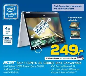 Euronics Acer Spin 1 (SP114-31-C89Q) 2in1 Convertible Angebot