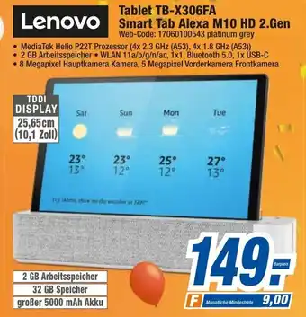 HEM Expert Lenovo Tablet TB-X306FA Smart Tab Alexa M10 HD 2.Gen Angebot