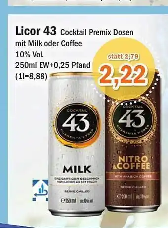 Aktiv Irma Licor 43 cocktail premix dosen mit milk oder coffee Angebot