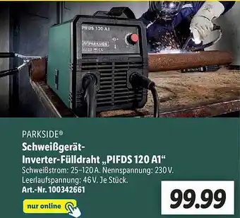 Lidl Parkside schweißgerät-inverter-fülldraht pifds120a1 Angebot