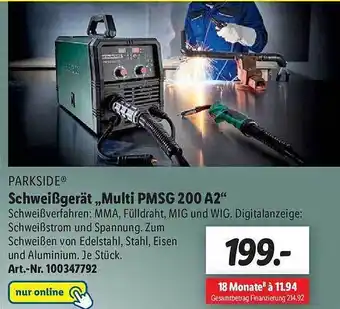 Lidl Parkside schweißgerät „multi pmsg 200 a2“ Angebot