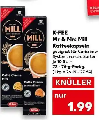 Kaufland K-fee mr & mrs mill kaffeekapseln Angebot