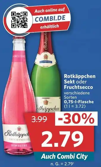 Combi Rotkäppchen Sekt oder Fruchtsecco 0,75 L Flasche Angebot