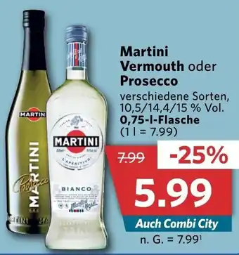 Combi Martini Vermouth oder Prosecco 0,75 L Flasche Angebot