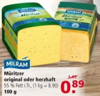 Multi Markt Milram Müritzer original oder herzhaft 100 g Angebot