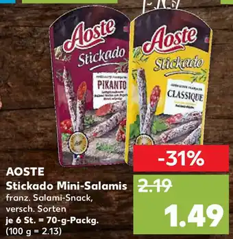 Kaufland Aoste Stickado Mini Salamis 70 g Angebot