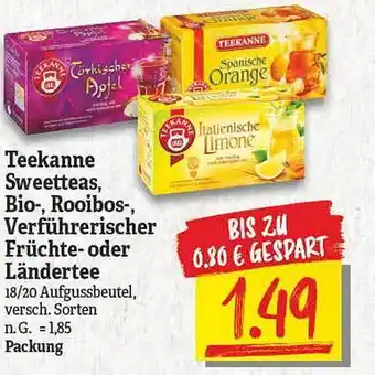 NP Discount Teekanne sweeteas, bio, rooibos, verführerischer früchte oder ländertee Angebot