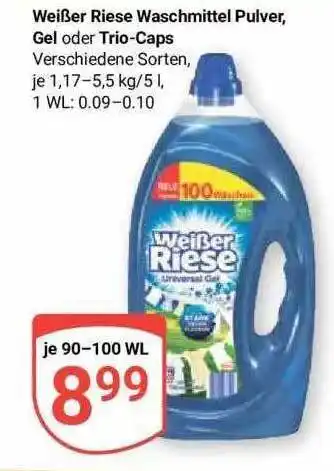 Globus Weißer riese waschmittel pulver, gel oder trio-caps Angebot