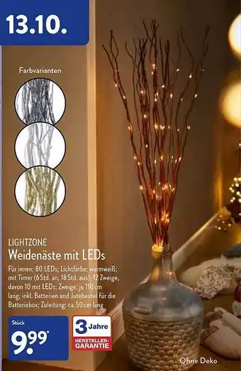 Aldi Nord Lightzone weidenäste mit leds Angebot