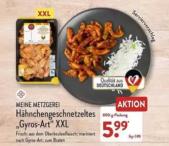 Aldi Nord Meine metzgerei hähnchengeschnetzeltes „gyros-art“ xxl Angebot