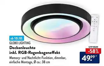 Aldi Nord Globo lighting deckenleuchte inkl. rgb-regenbogeneffekt Angebot