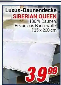 CENTERSHOP Luxus-daunendecke siberian queen Angebot