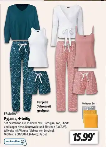 Lidl Esmara pyjama, 4tlg Angebot