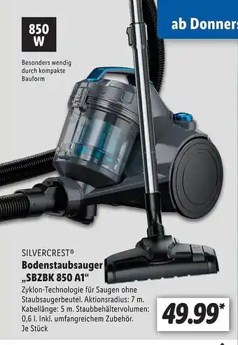 Lidl Silvercrest bodenstaubsauger sbzbk 850 a1 Angebot