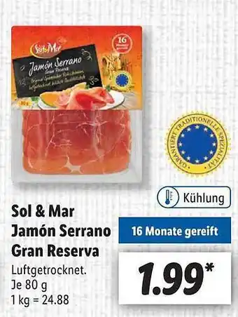 Lidl Sol&mar jamón serrano gran reserva Angebot