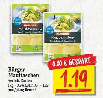 NP Discount Bürger maultaschen Angebot