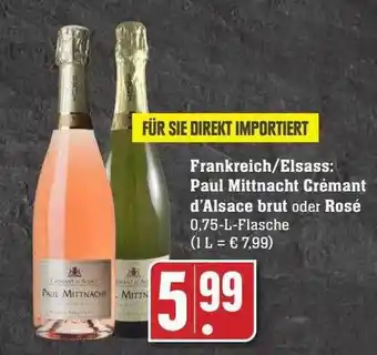 Scheck-in-Center Frankreich-elsass: paul mittnacht crémant d'alsace brut oder rosé Angebot