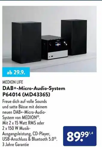 Aldi Nord Medion life dab+-micro-audio-system p64014 md43365 Angebot