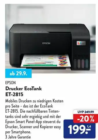 Aldi Nord Epson drucker ecotank et-2815 Angebot