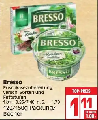 Edeka Bresso Frischkäsezubereitung 120/150g Packung/Becher Angebot